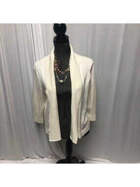 Faded Glory Cardigan Womens Size Large 12 - 14 Cream Open Front Sweater Layering